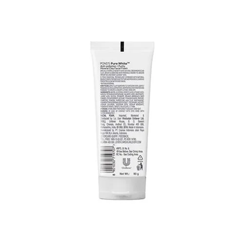 Backside image of Pond’s  Pure White  Mineral Clay Facial Foam