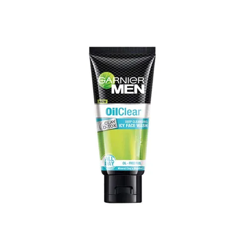 An image of Garnier Men Oil Clear Clay D-Tox  Deep Cleansing Icy Face Wash