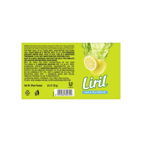 Backside image of Liril lime and tea tree oil soap