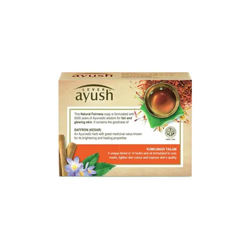 Backside image of Lever Ayush Natural Fairness Saffron Soap