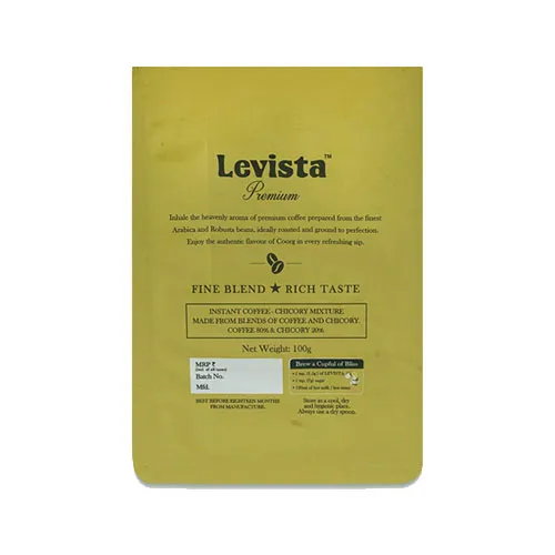 Backside image of Levista premium Instant Coffee Pouch