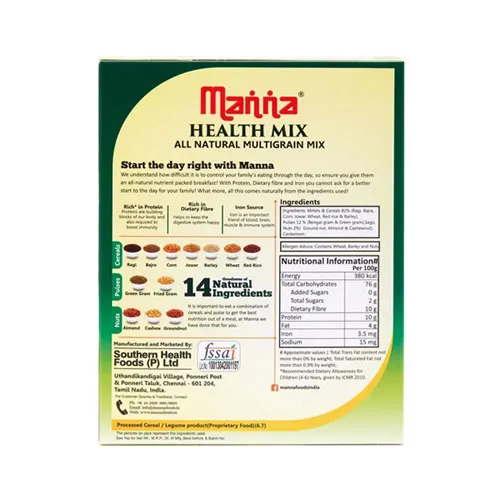 Backside image of Manna Health Mix 