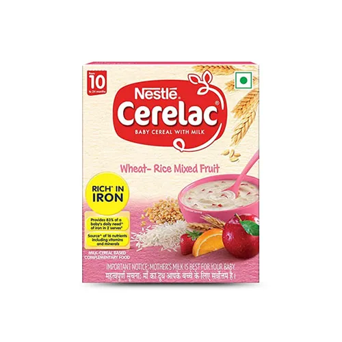 An image of Nestle Cerelac Wheat Rice Mixed Fruit