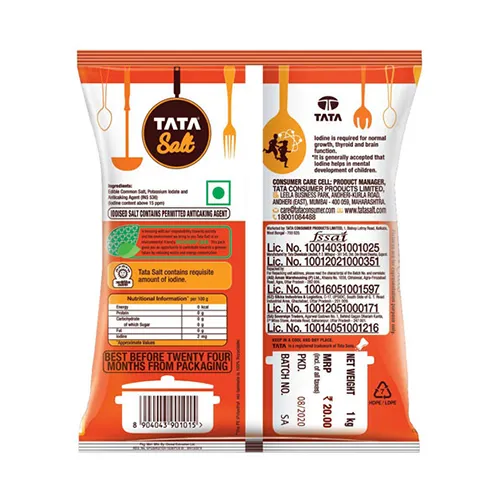 Backside image of Tata Salt 1Kg