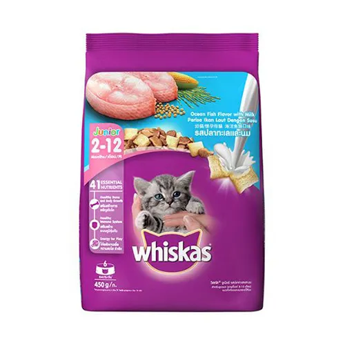 An image of Whiskas Kitten 2 12 months Dry Cat Food Food Ocean Fish 450g Pack
