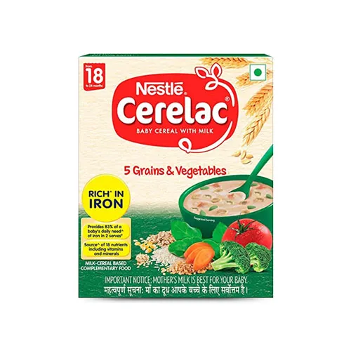 An image of Nestle cerelac 5 grains vegetables 