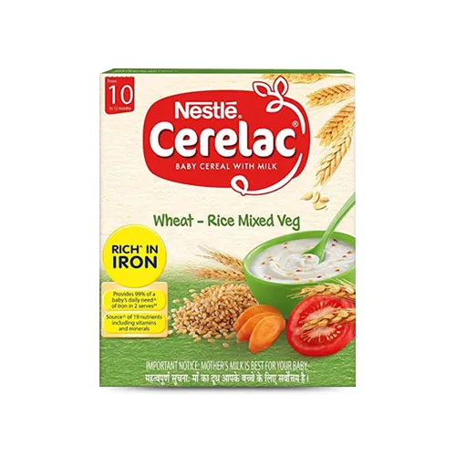 An image of nestle cerelac Wheat Rice Mixed Veg 
